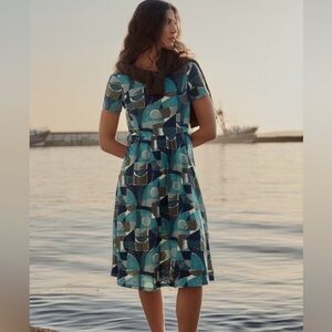 Seasalt Cornwall Enor Fit & Flare Dress in Penwith Abstract Emulsion Size 8. NWT